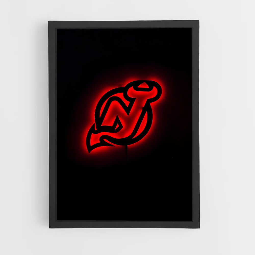 Poster Néon Rouge – affiche Hockey sur glace (vue 2)